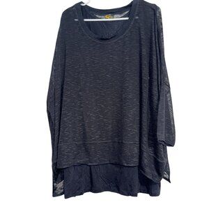 Serena Williams Signature Statement 2X Black Layered Top With Mesh Overlay Women